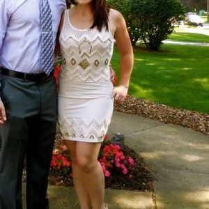 Free people mini cream beaded dress